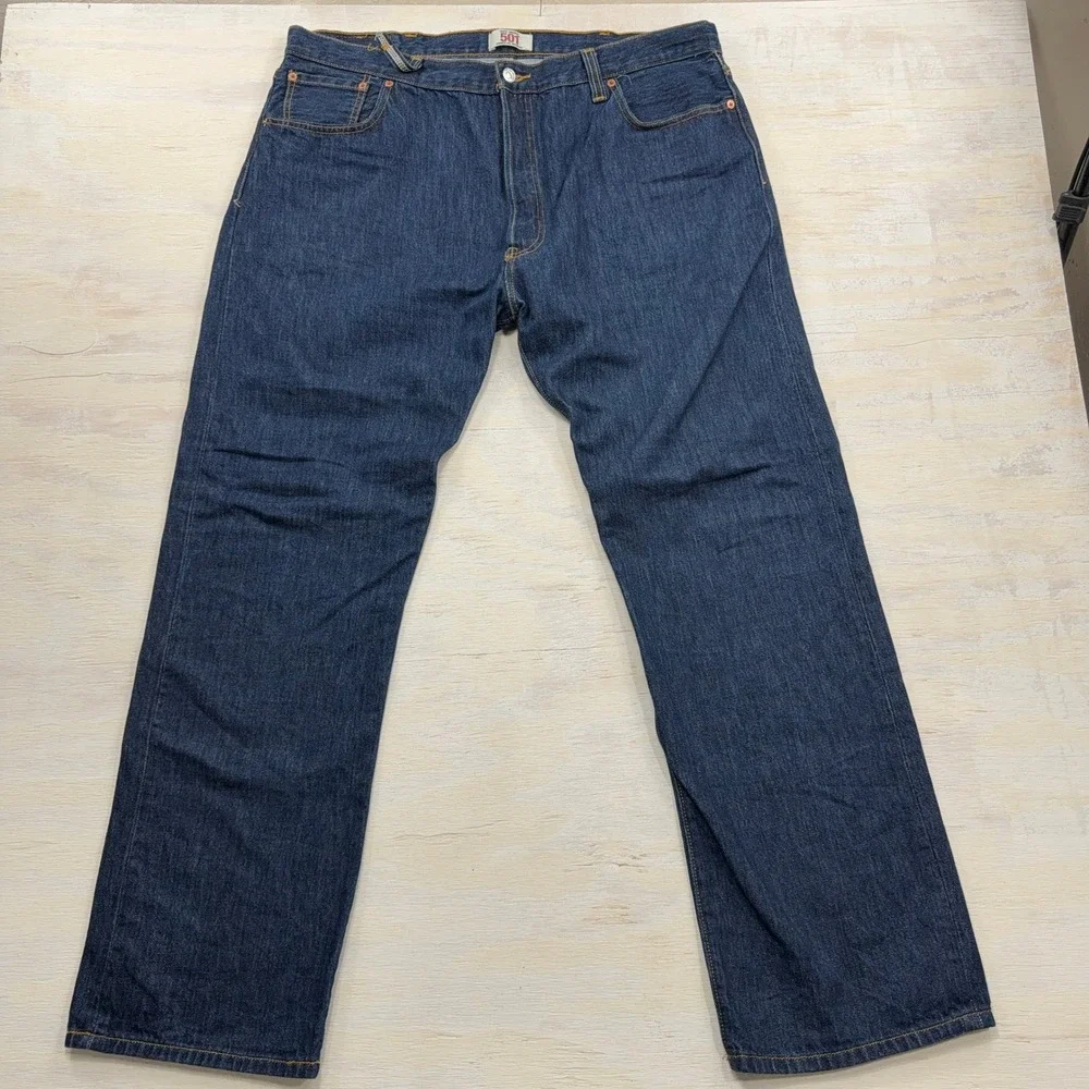 Y2K Levi's Jeans 501 Original Straight Leg Button Fly Dark Wash Blue W40 L32